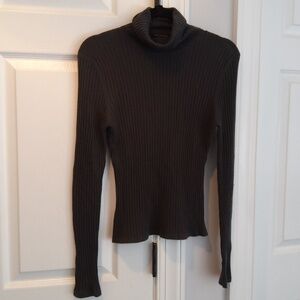 BERGDORF GOODMAN💥Nwot💥Cashmere Ribbed Turtleneck Sweater, Dark Gray